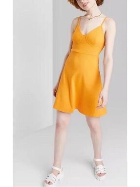 wild fable Golden Yellow Spaghetti-Strap Mini Dress